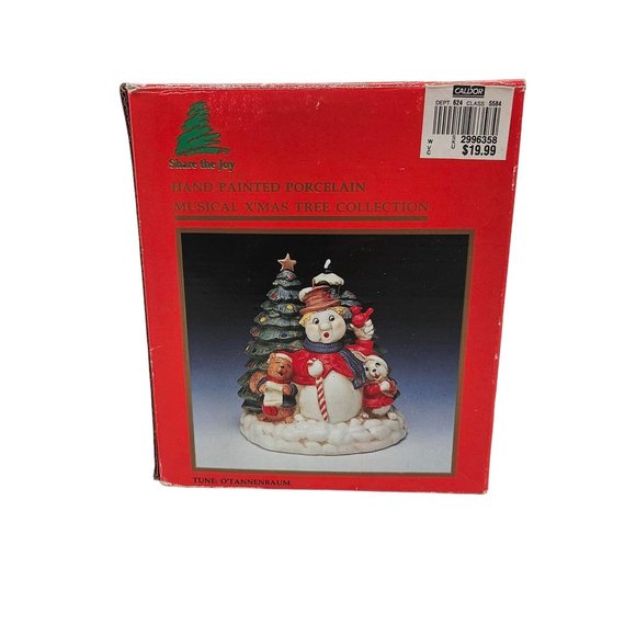 Vintage Share The Joy Christmas Holiday Tree Musical Carolers Wind Up Porcelain - Picture 2 of 10